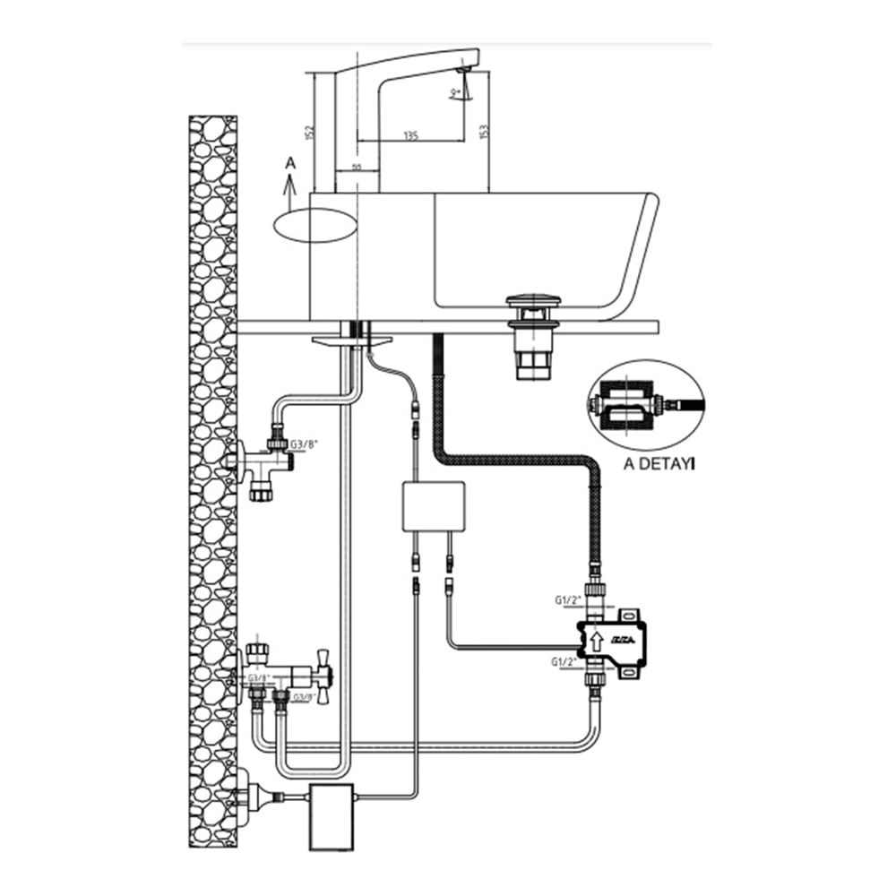 ECAEasy-Wash Three Elektrikli Fotoselli Lavabo Bataryası