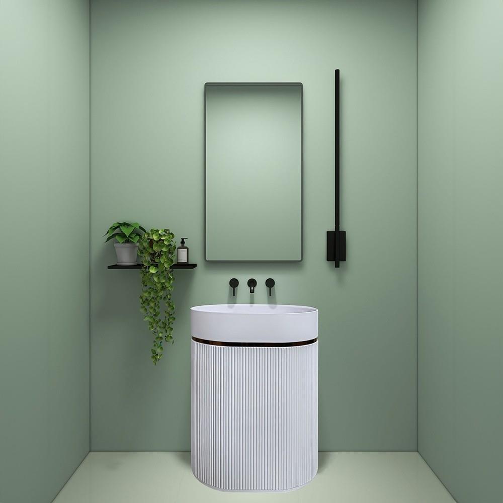 GraffeGraffe Luna Mat Haki Beyaz Monoblok Lavabo