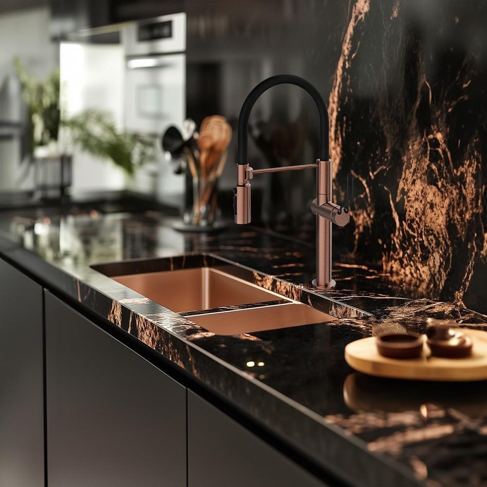 GraffeGraffe M17 Arıtmalı Mutfak Bataryası Fırçalı Rose Gold