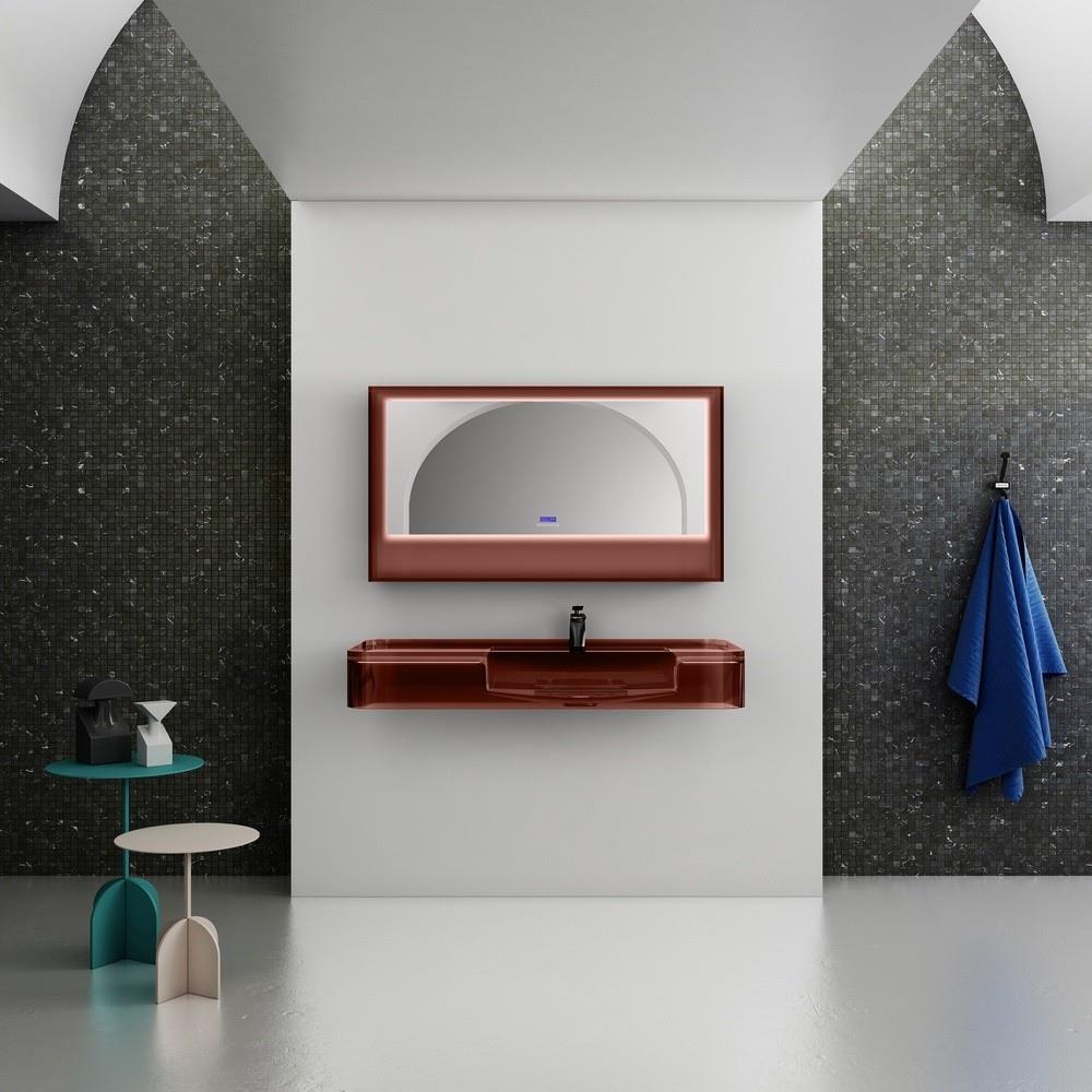 GraffeGraffe Solid 80 cm Şeffaf Cam Lavabo Kırmızı