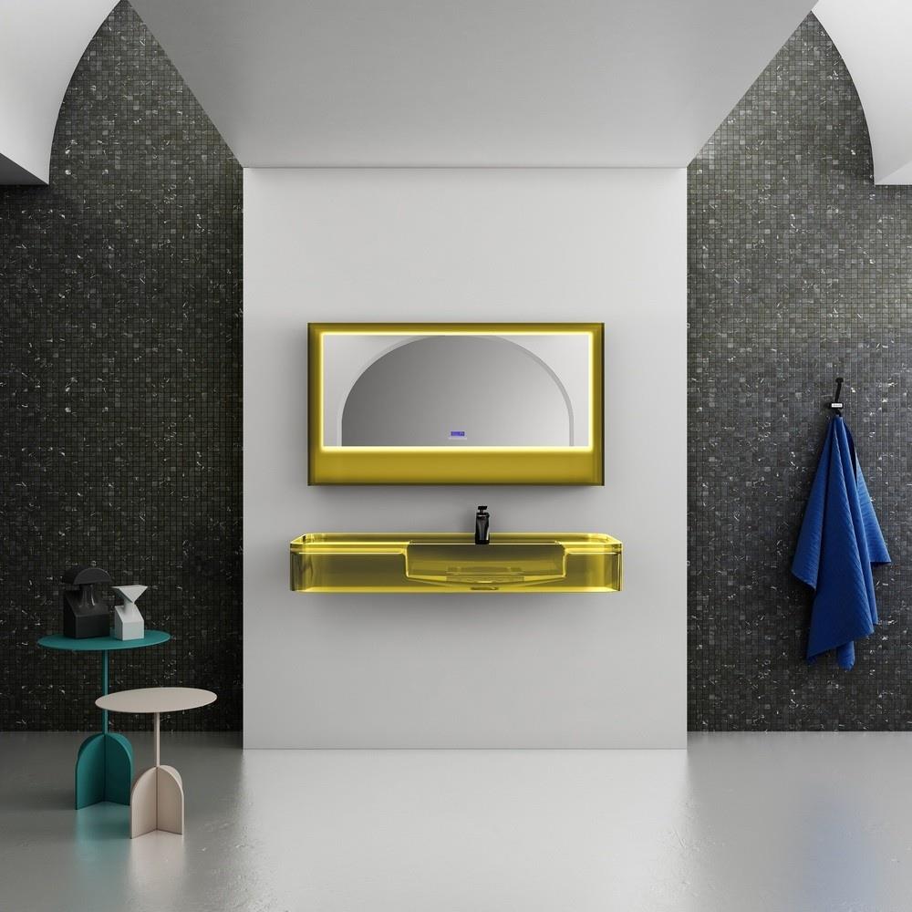 GraffeGraffe Solid 80 cm Şeffaf Cam Lavabo Sarı