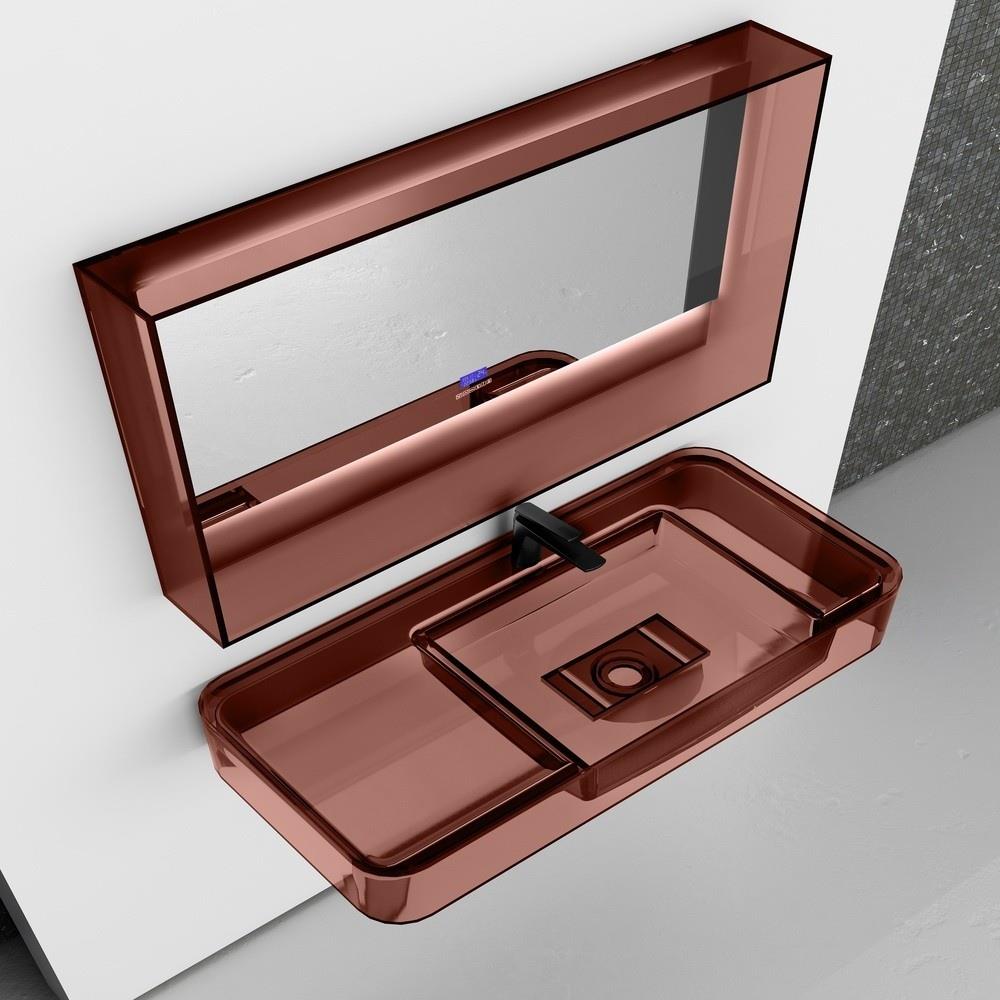 GraffeGraffe Solid 80 cm Şeffaf Cam Lavabo Kırmızı