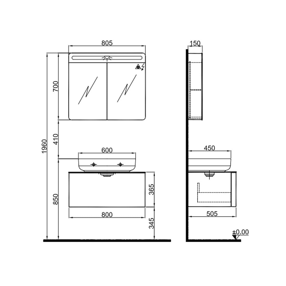 Kale | 80 Cm Bond Banyo Dolabı Pure Beyaz