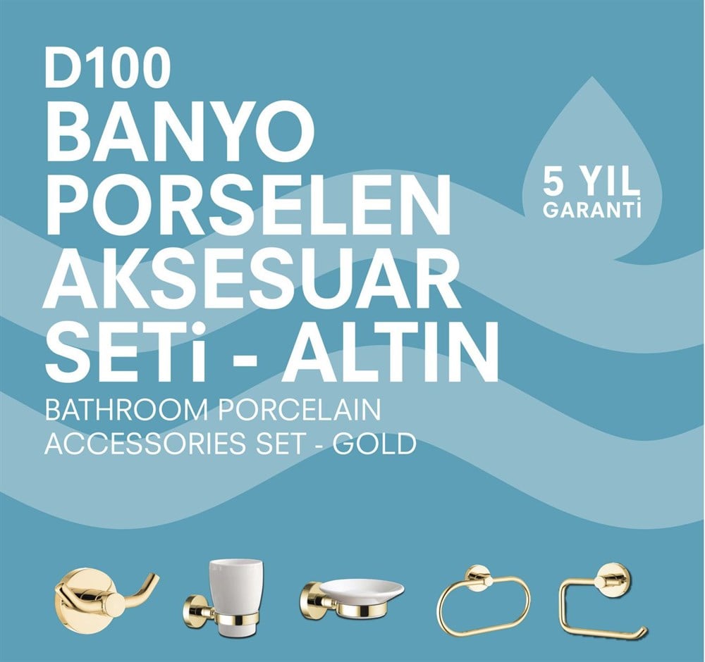 Kale | D100 Banyo Aksesuar Seti Altın 5 Parça