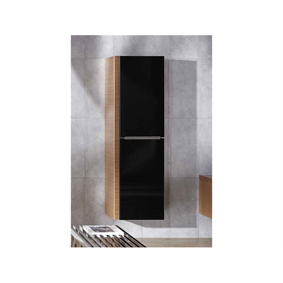 Kale | Zen 100cm Set (Nordic Lavabo+lavabo Dolabı+ayna+boy Dolabı) Siyah