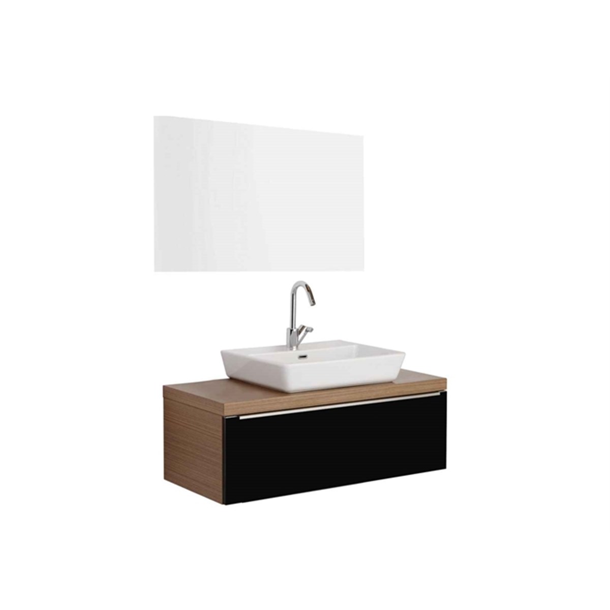 Kale | Zen 100cm Set (Nordic Lavabo+lavabo Dolabı+ayna+boy Dolabı) Siyah