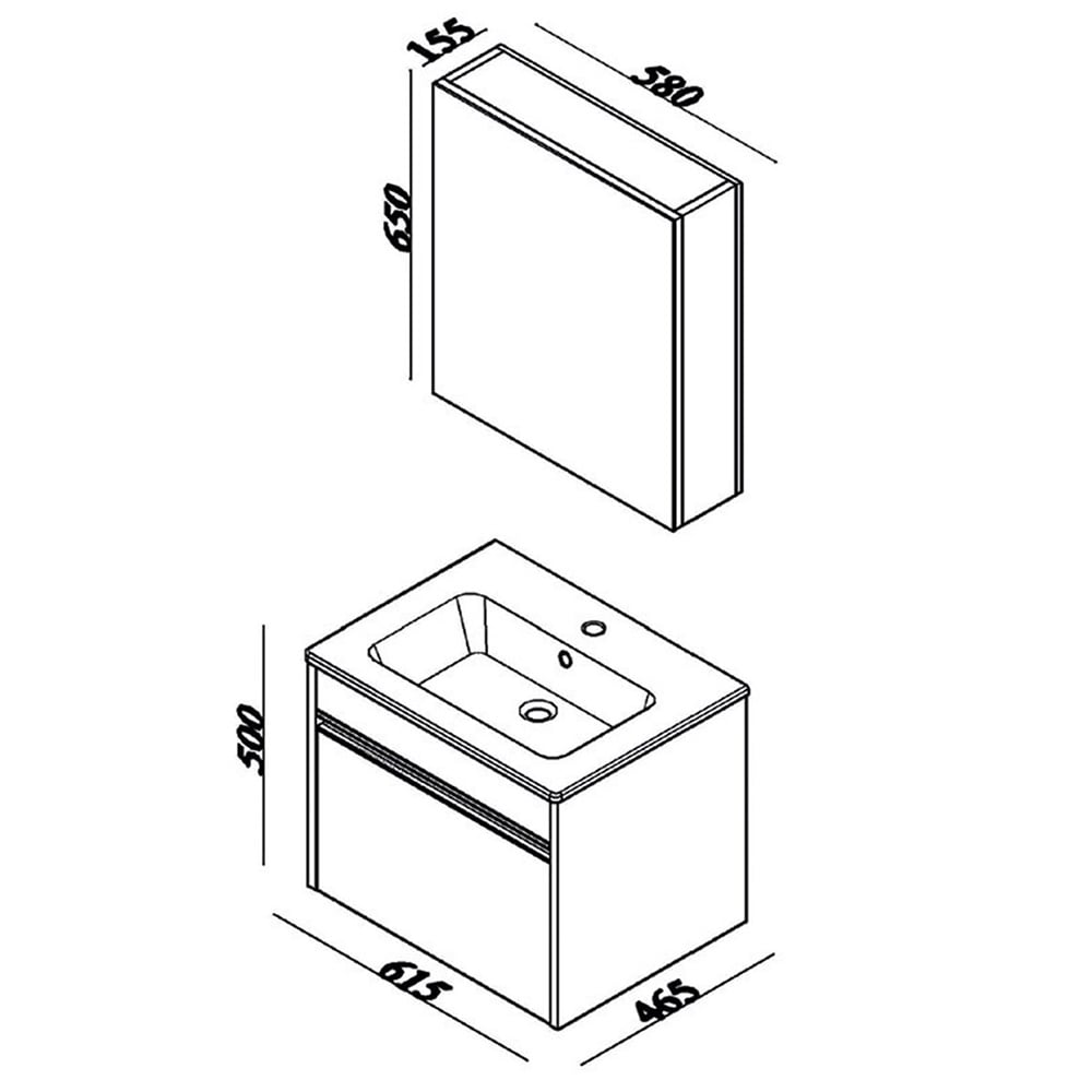 LineartBalat 60 cm Banyo Dolabı 600
