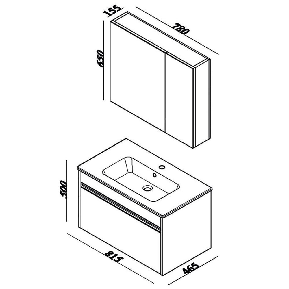 LineartBalat 80 cm Banyo Dolabı 800