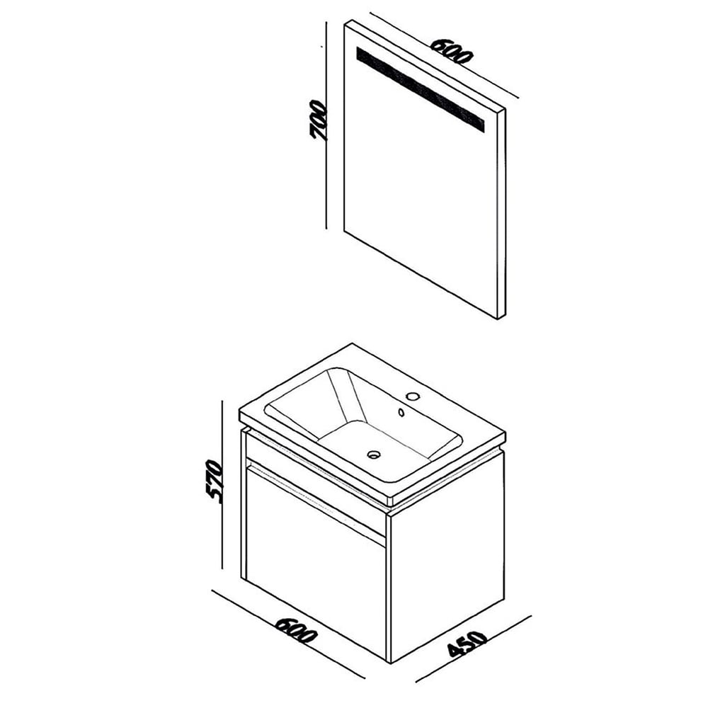 LineartDelta 60 cm Banyo Dolabı 600
