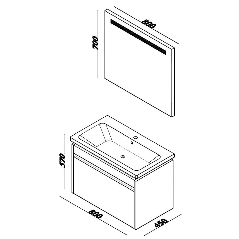 LineartDelta 80 cm Banyo Dolabı 800