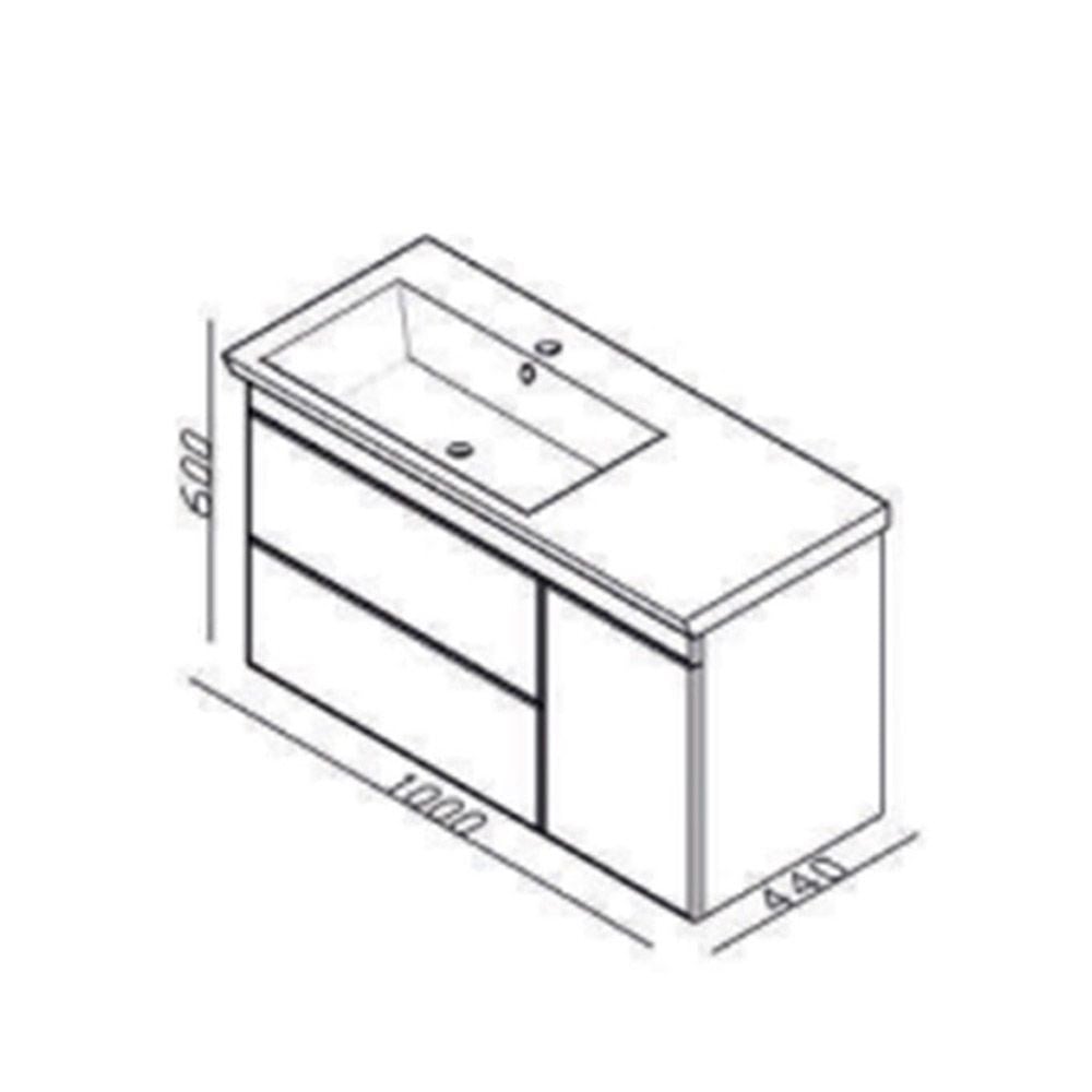 LineartDuru 100 cm Lavabolu Alt Modül