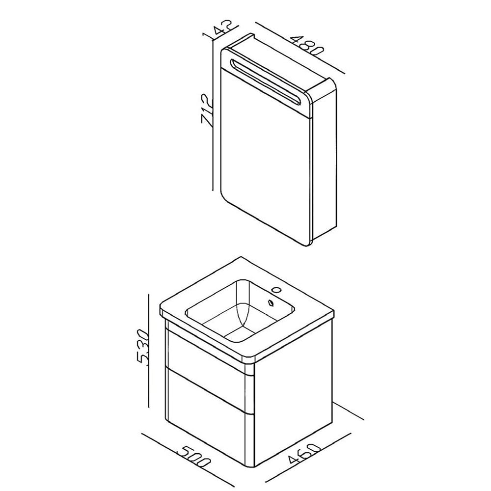LineartEfes 50 cm Banyo Dolabı 500