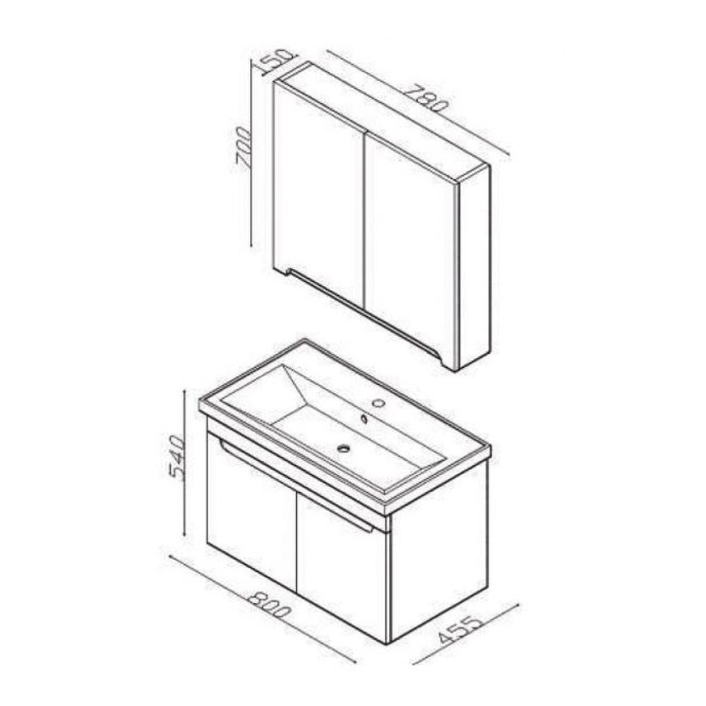 LineartEnjoy 80 cm Banyo Dolabı 800