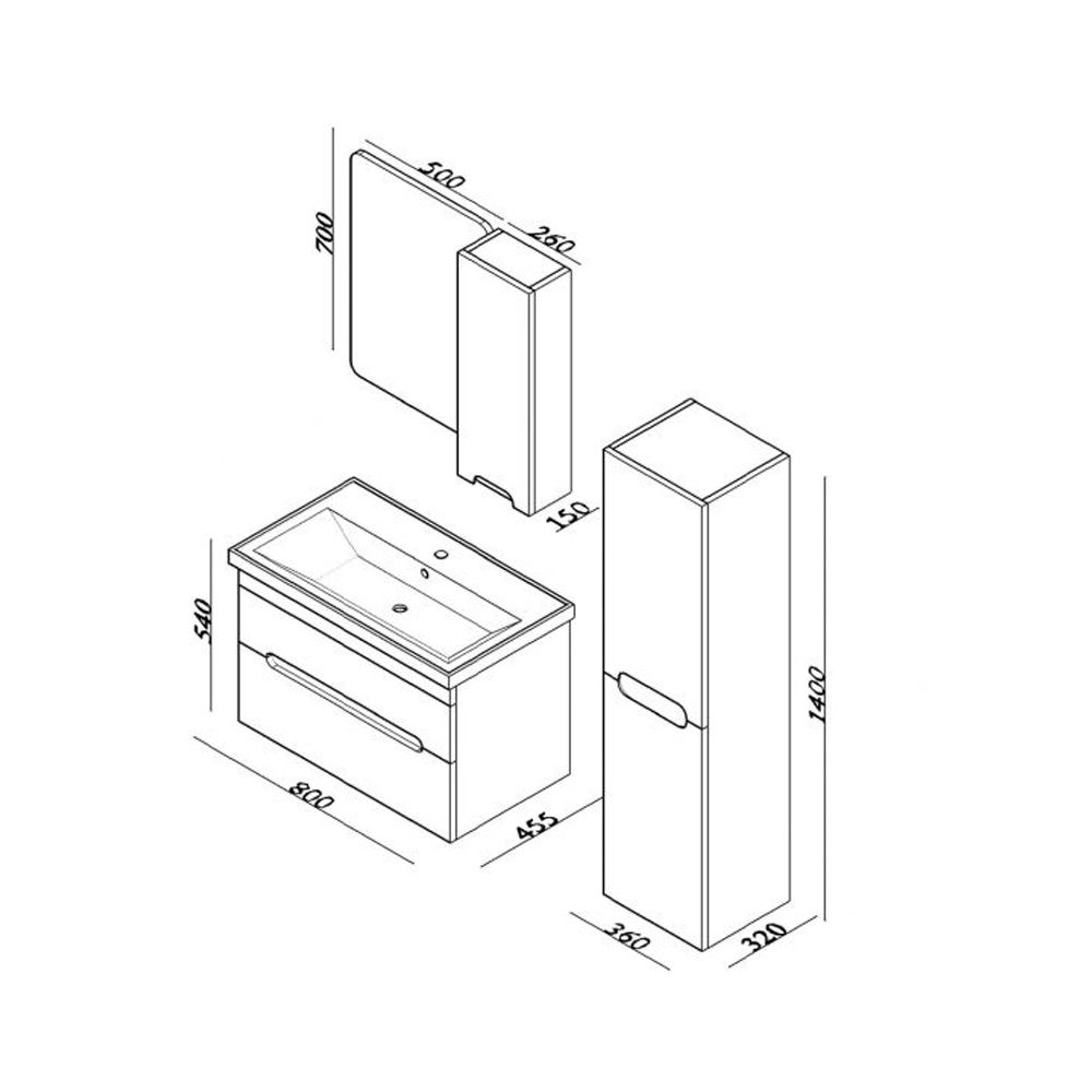 LineartEnjoy Plus 80 cm Banyo Dolabı 810