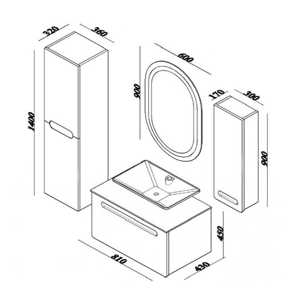 LineartGlory 80 cm Banyo Dolabı 810