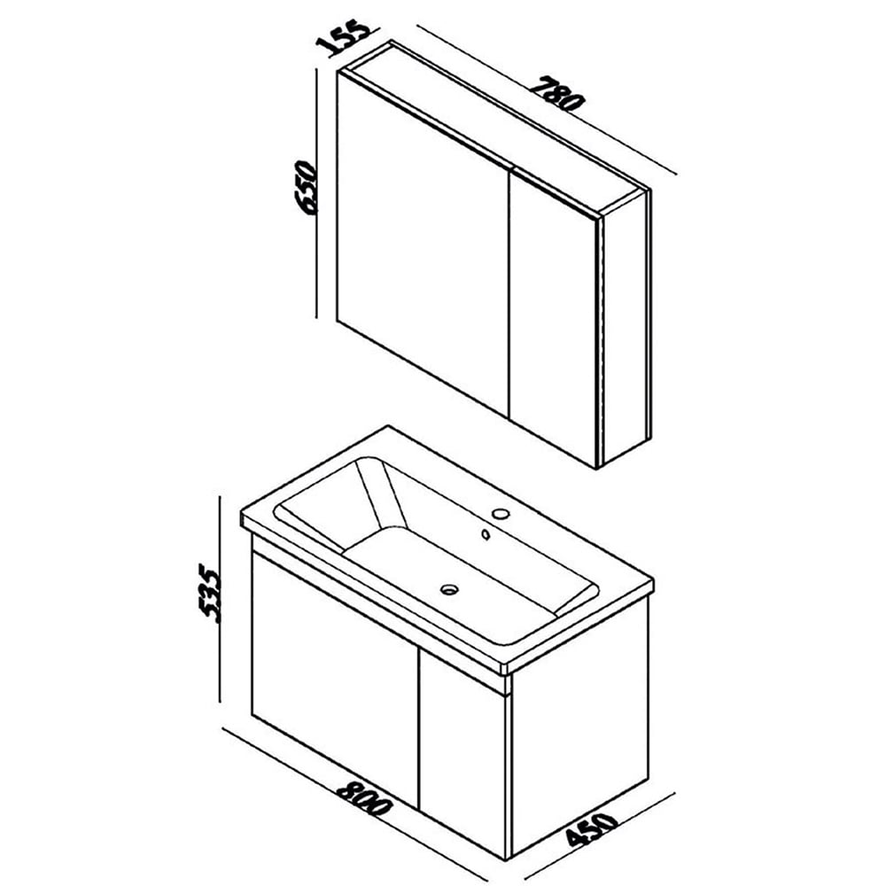 LineartLara 80 cm Banyo Dolabı 800