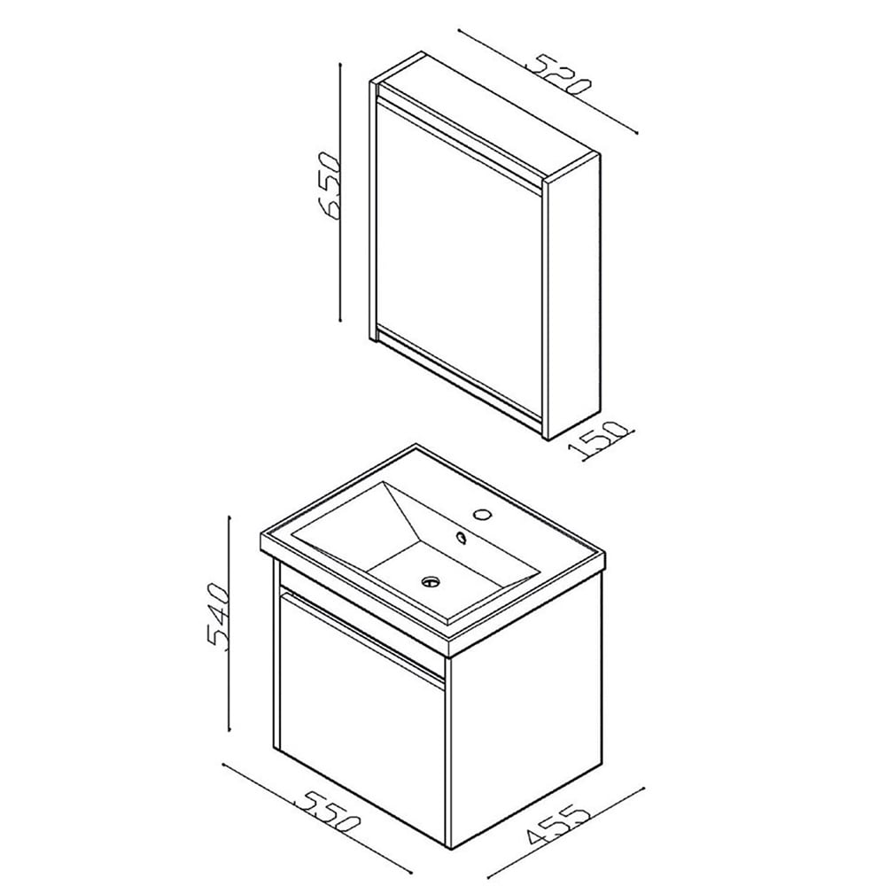 LineartMars 55 cm Banyo Dolabı 550