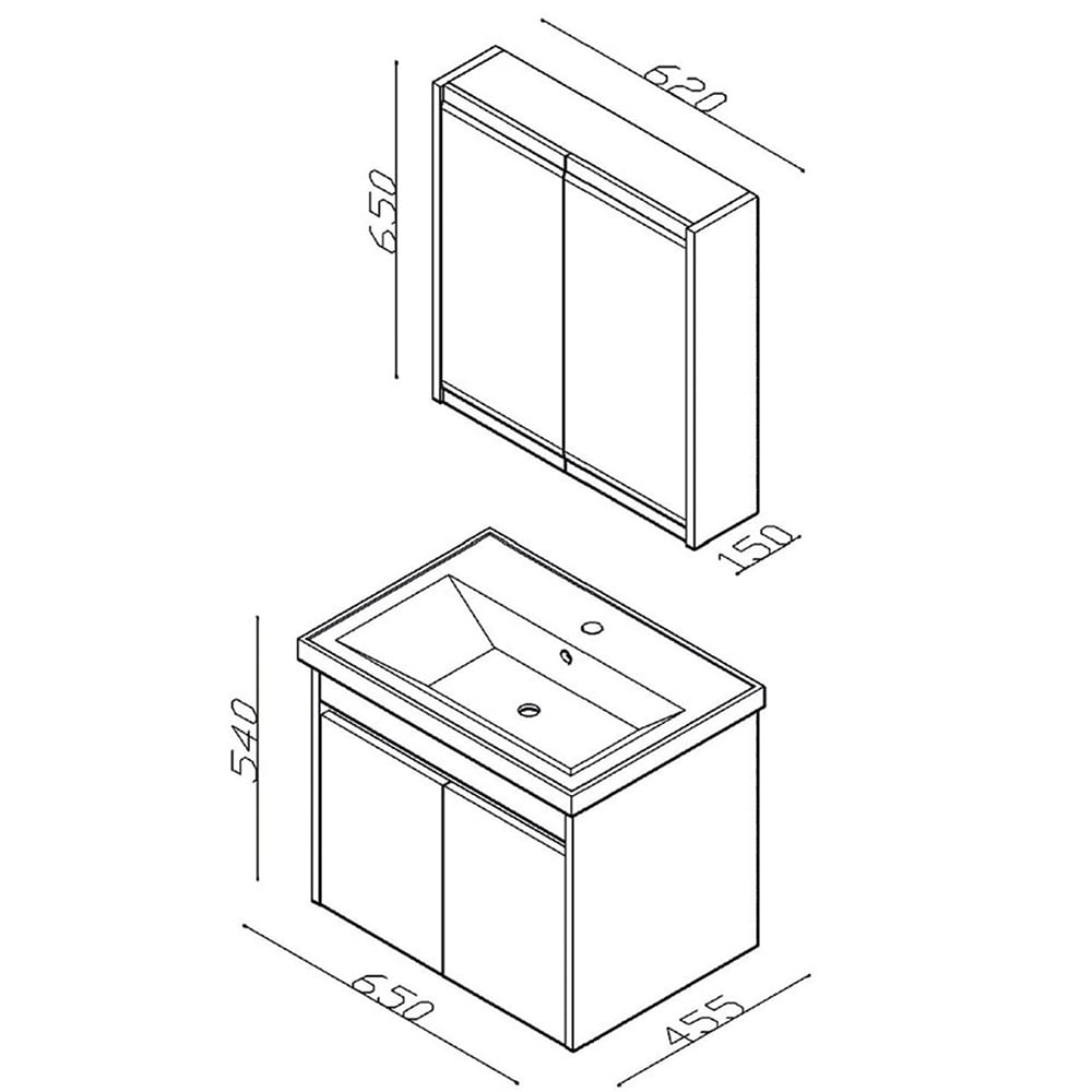 LineartMars 65 cm Banyo Dolabı 650