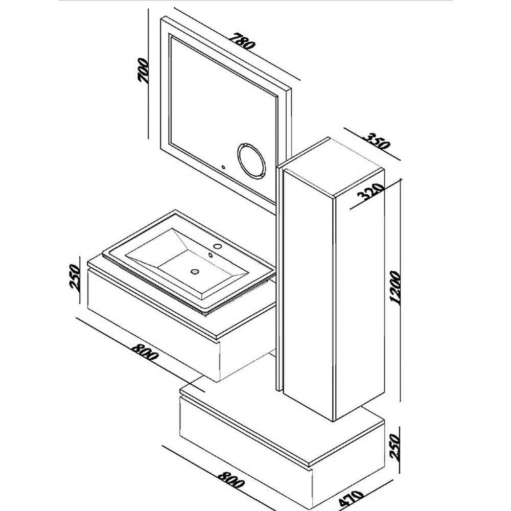 LineartParty 80 cm Banyo Dolabı 810
