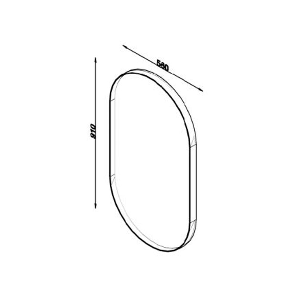 LineartPion 56 cm Metal Çerçeveli Oval Ayna