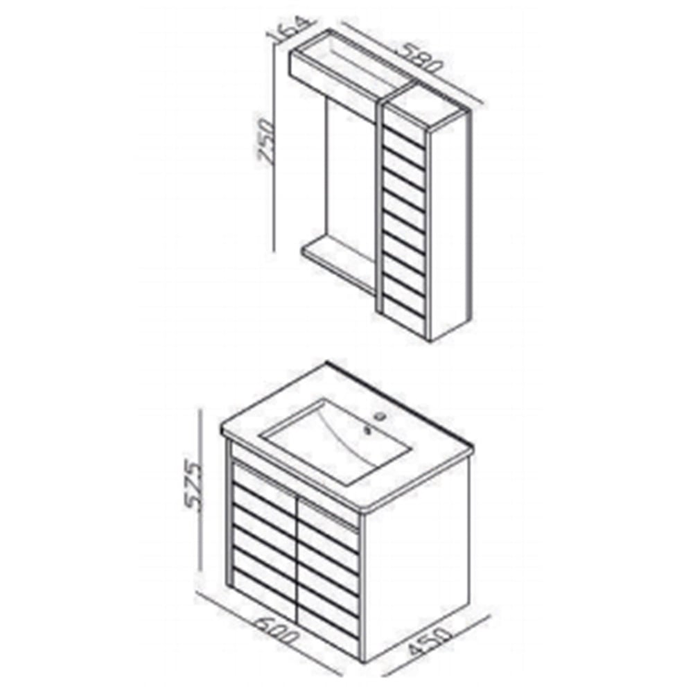 LineartStrip 60 cm Banyo Dolabı 600