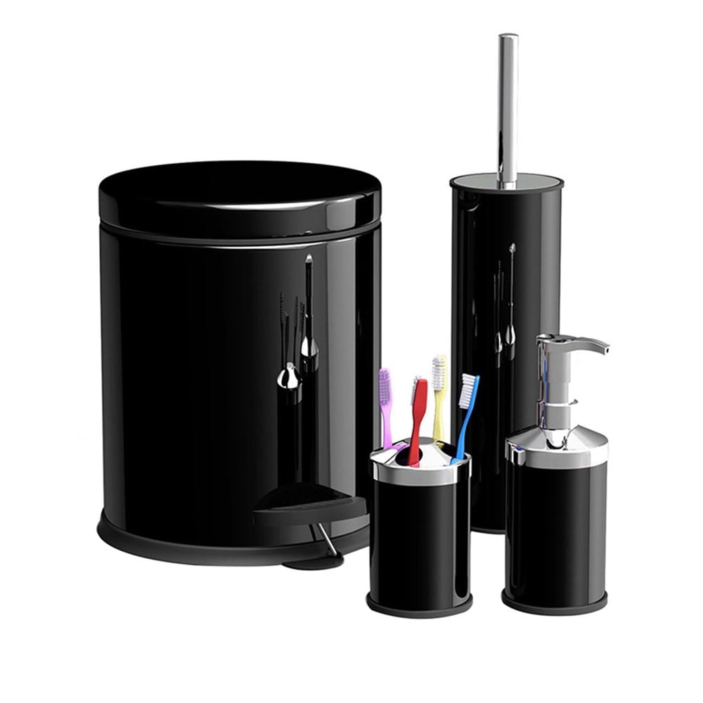 MaxiFlowSiyah 4 Parça Banyo Aksesuar Seti Paslanmaz