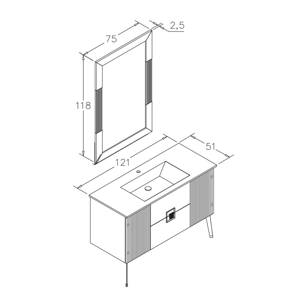 OrkaAdria 120 cm Banyo Dolabı