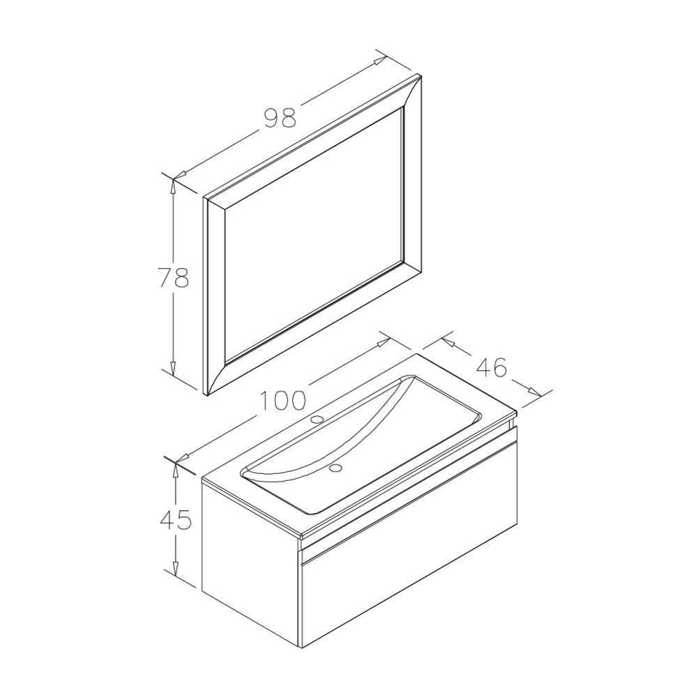 OrkaBoston 100 cm Banyo Dolabı
