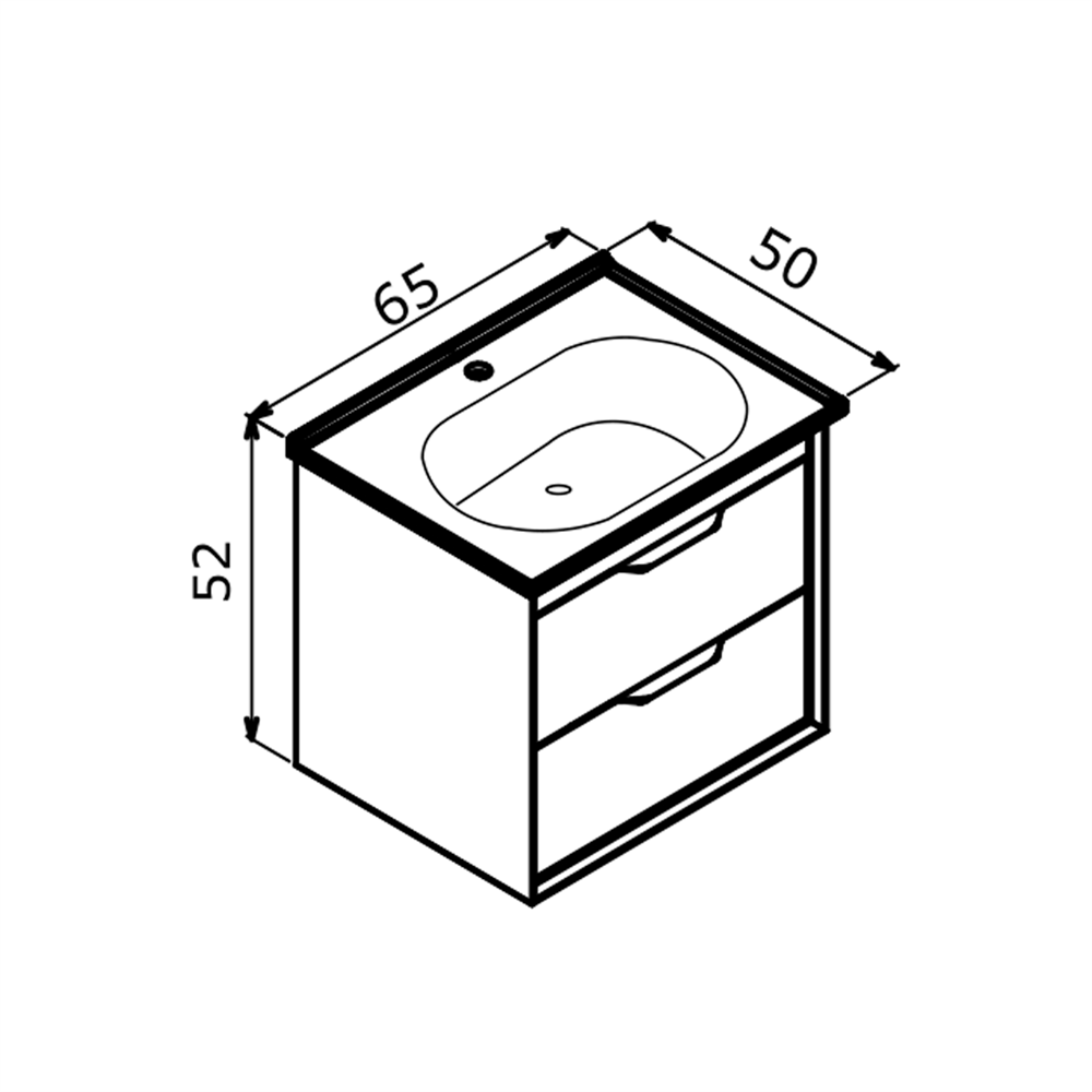 OrkaClay 65 cm Çift Çekmeceli Banyo Dolabı Alt Modülü