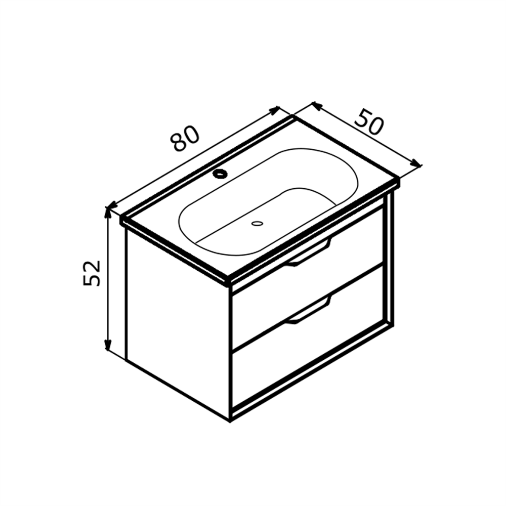 OrkaClay 80 cm Çift Çekmeceli Banyo Dolabı Alt Modülü