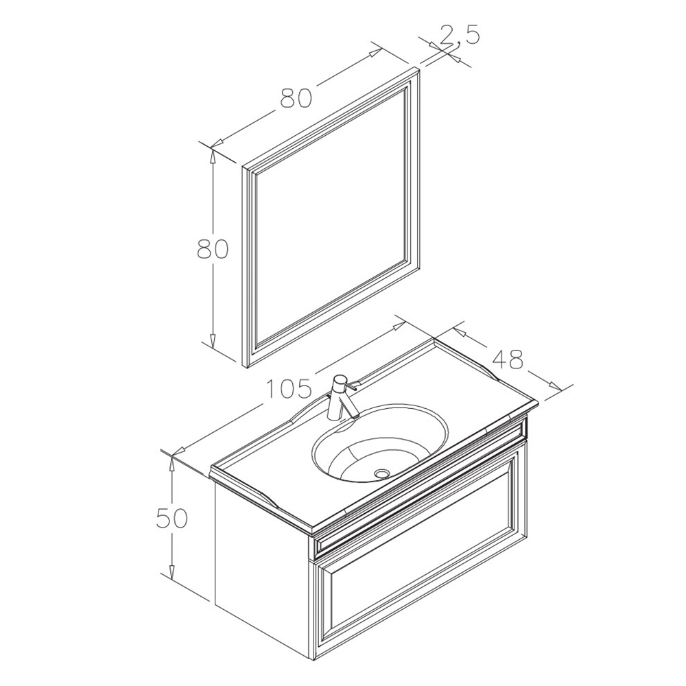 OrkaDesign 105 cm Banyo Dolabı