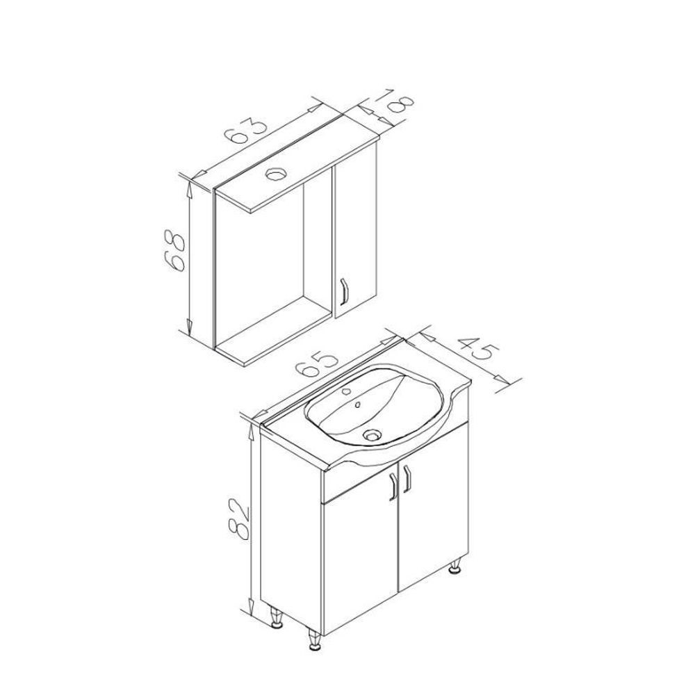 OrkaDuru 65 cm Ayaklı Banyo Dolabı
