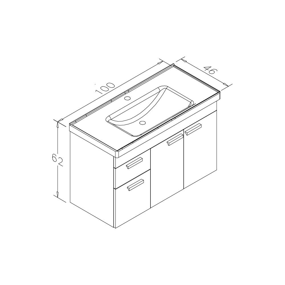 OrkaEnez 100 cm Çekmece Kapaklı Banyo Dolabı Alt Modülü