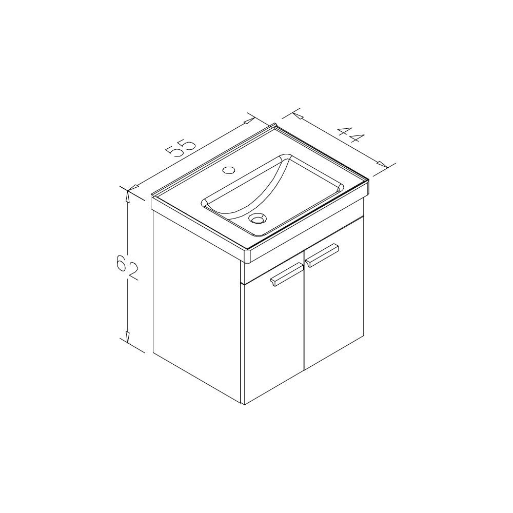 OrkaEnez 55 cm Kapaklı Banyo Dolabı Alt Modülü