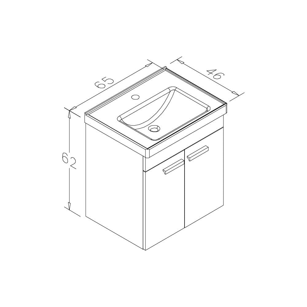 OrkaEnez 65 cm Kapaklı Banyo Dolabı Alt Modülü