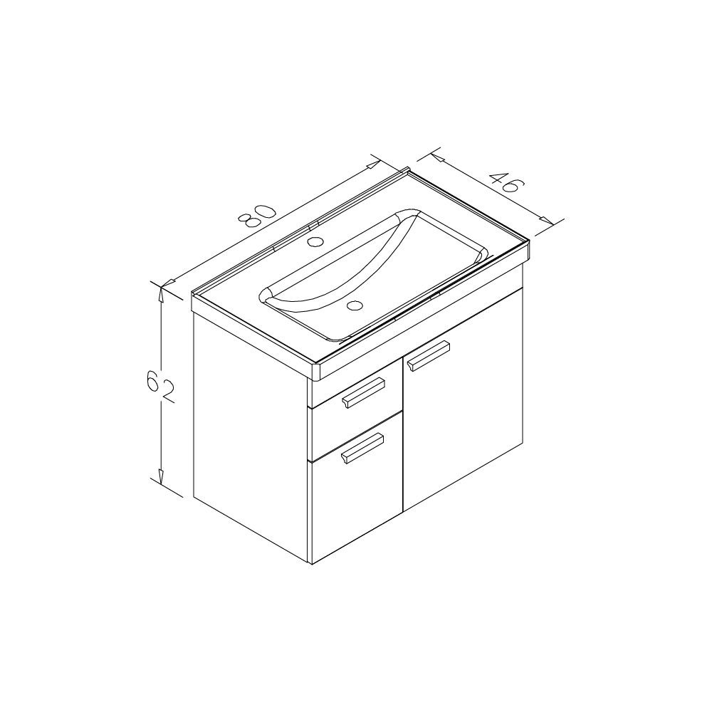 OrkaEnez 80 cm Çekmece Kapaklı Banyo Dolabı Alt Modülü