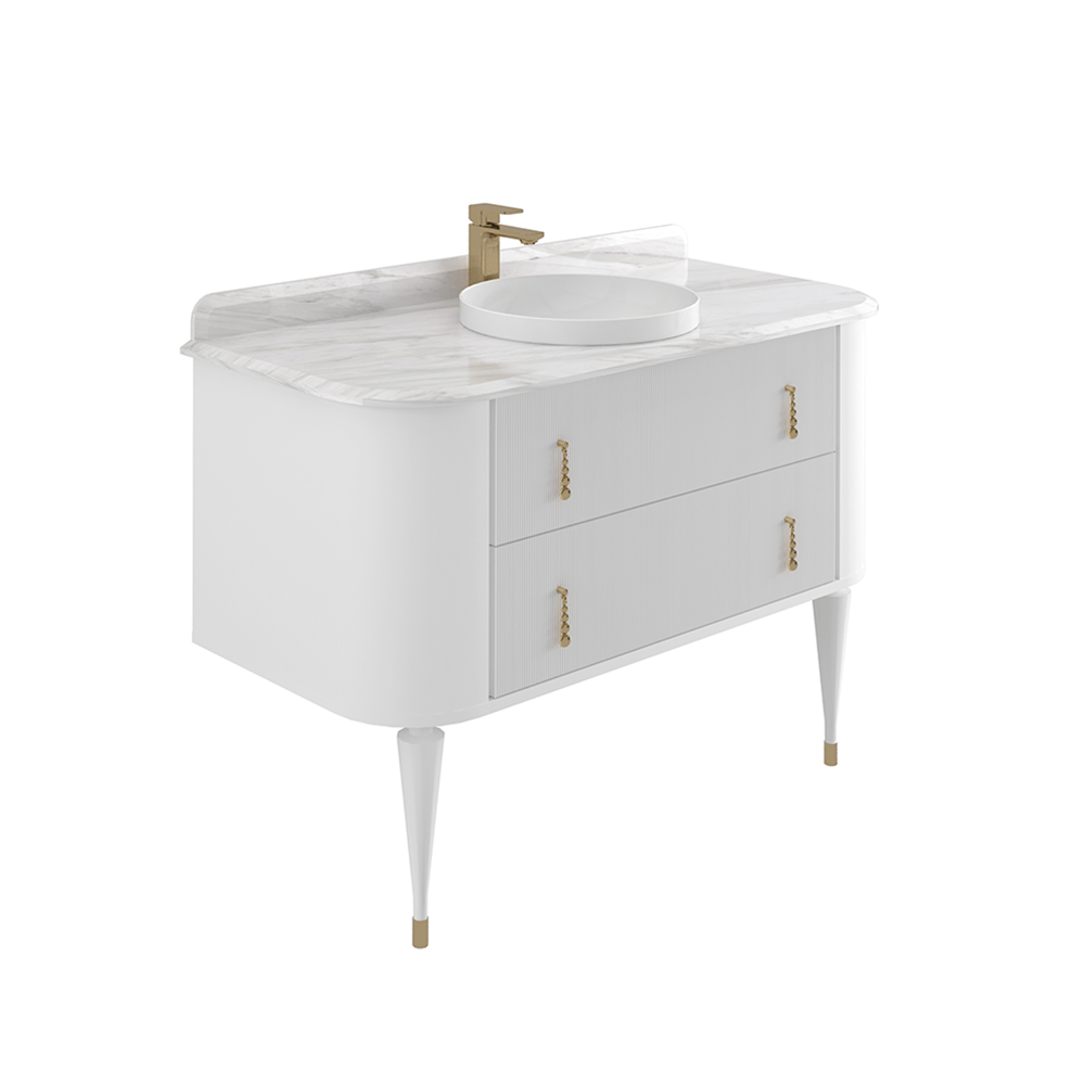 OrkaFelice 120 cm Ahşap Ayaklı Banyo Dolabı Alt Modülü