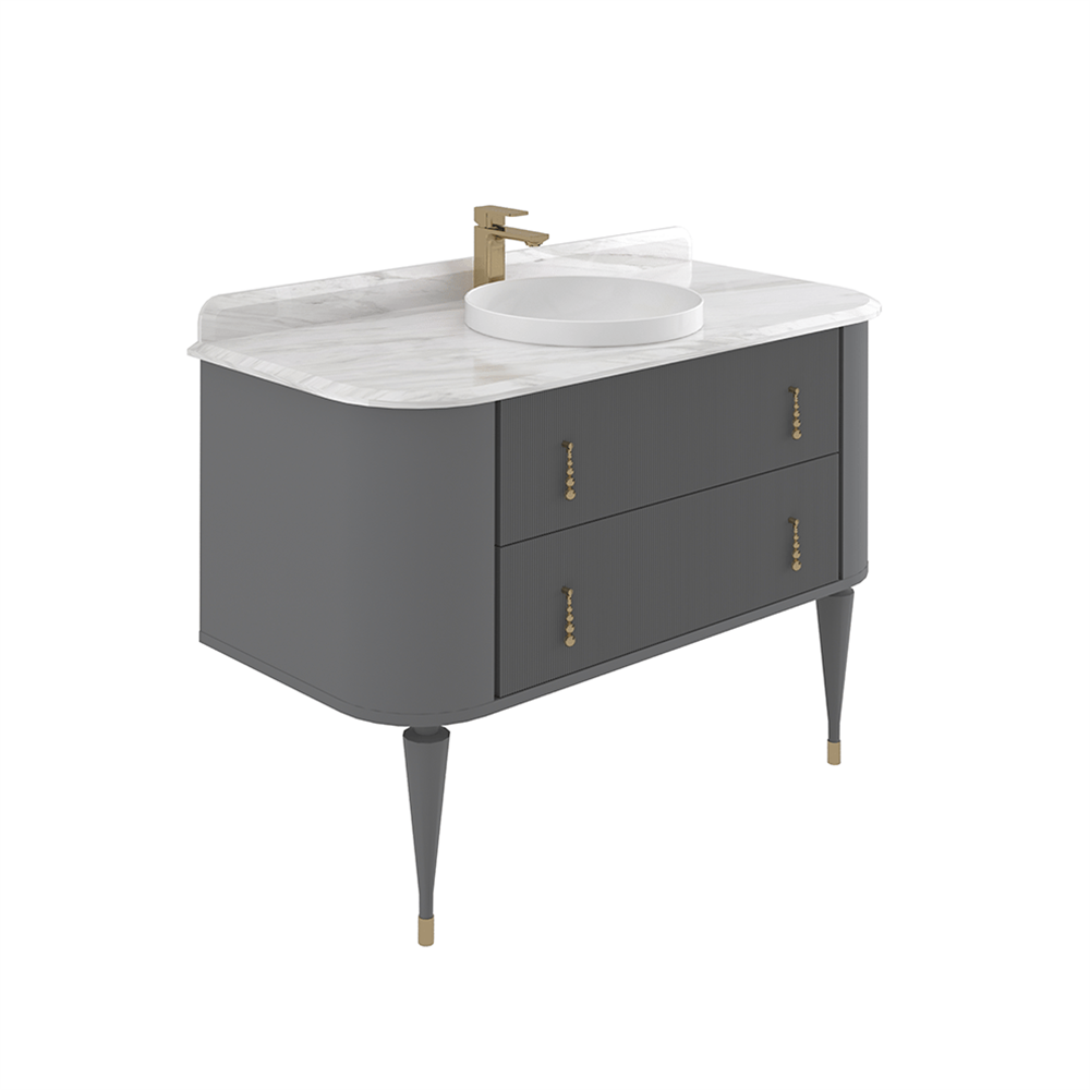 OrkaFelice 120 cm Ahşap Ayaklı Banyo Dolabı Alt Modülü