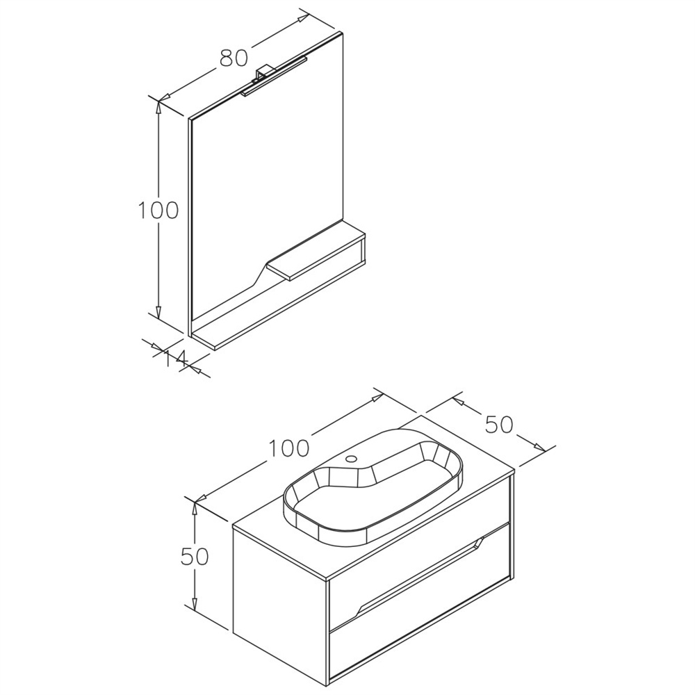 OrkaGalia 100 cm Banyo Dolabı