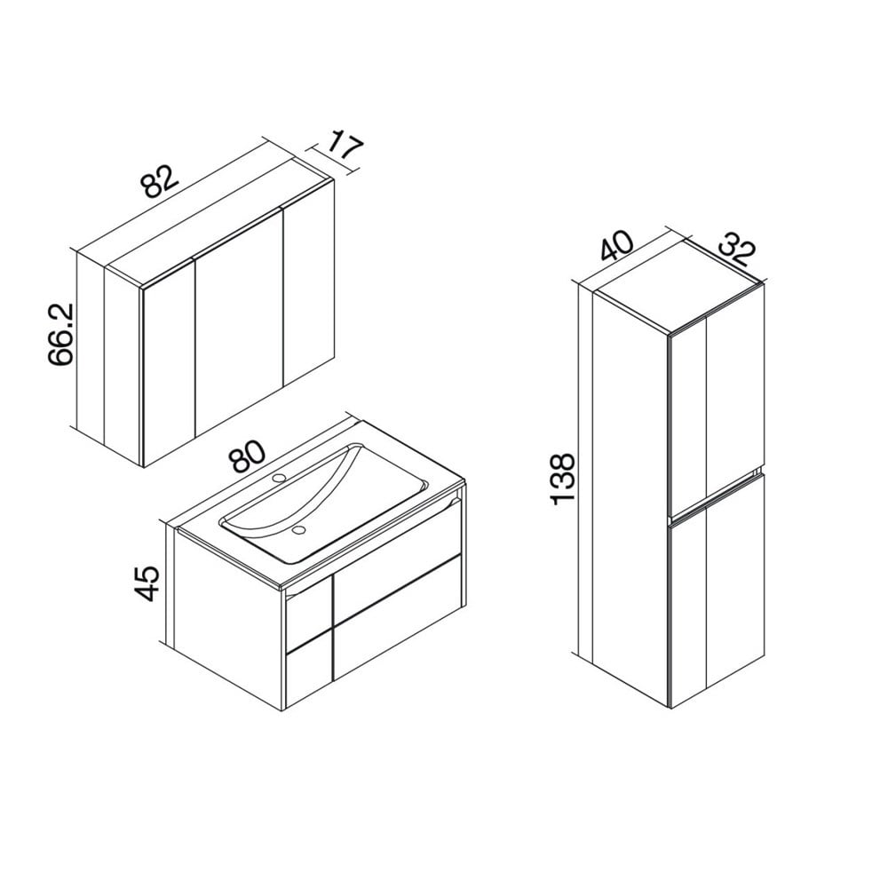 OrkaLikya 80 cm Banyo Dolabı
