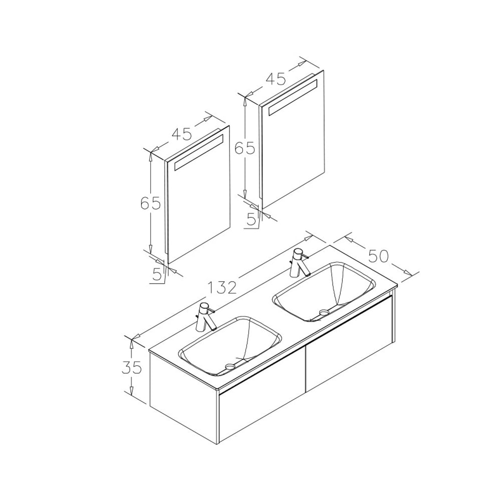 OrkaLisbon 132 cm Banyo Dolabı