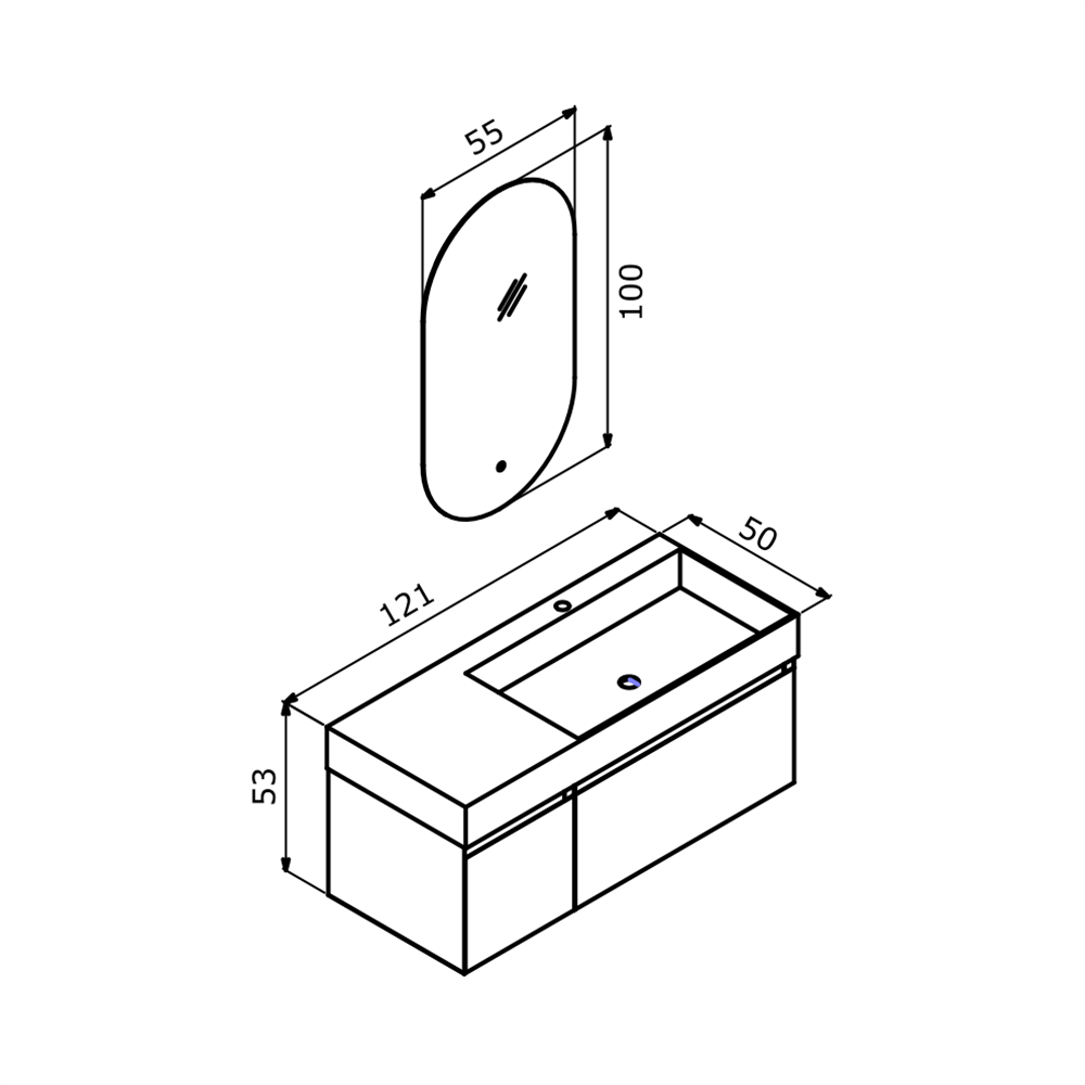 OrkaLusso 120 cm Banyo Dolabı
