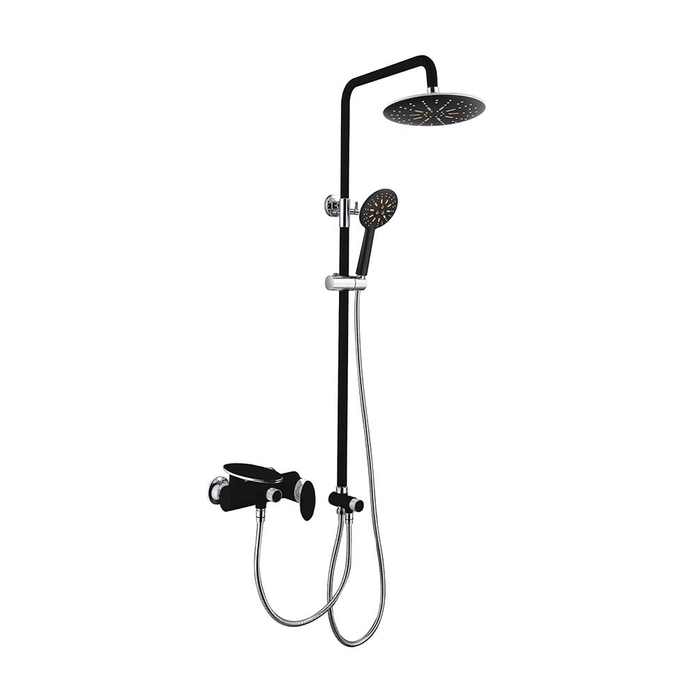 OrkaNest Siyah Krom Duş Sistemi