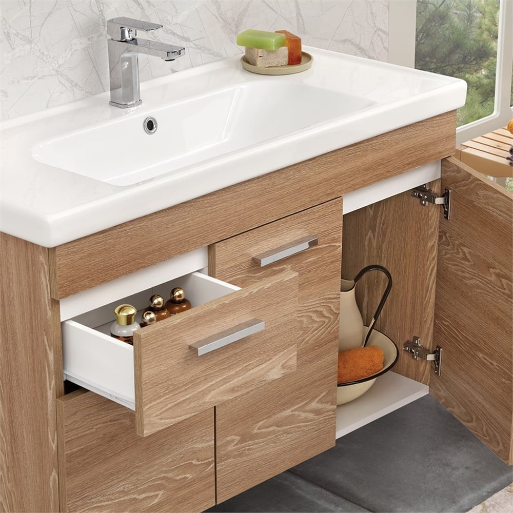 OrkaOrka Enez 100 cm Çekmece Kapaklı Banyo Dolabı Alt Modülü