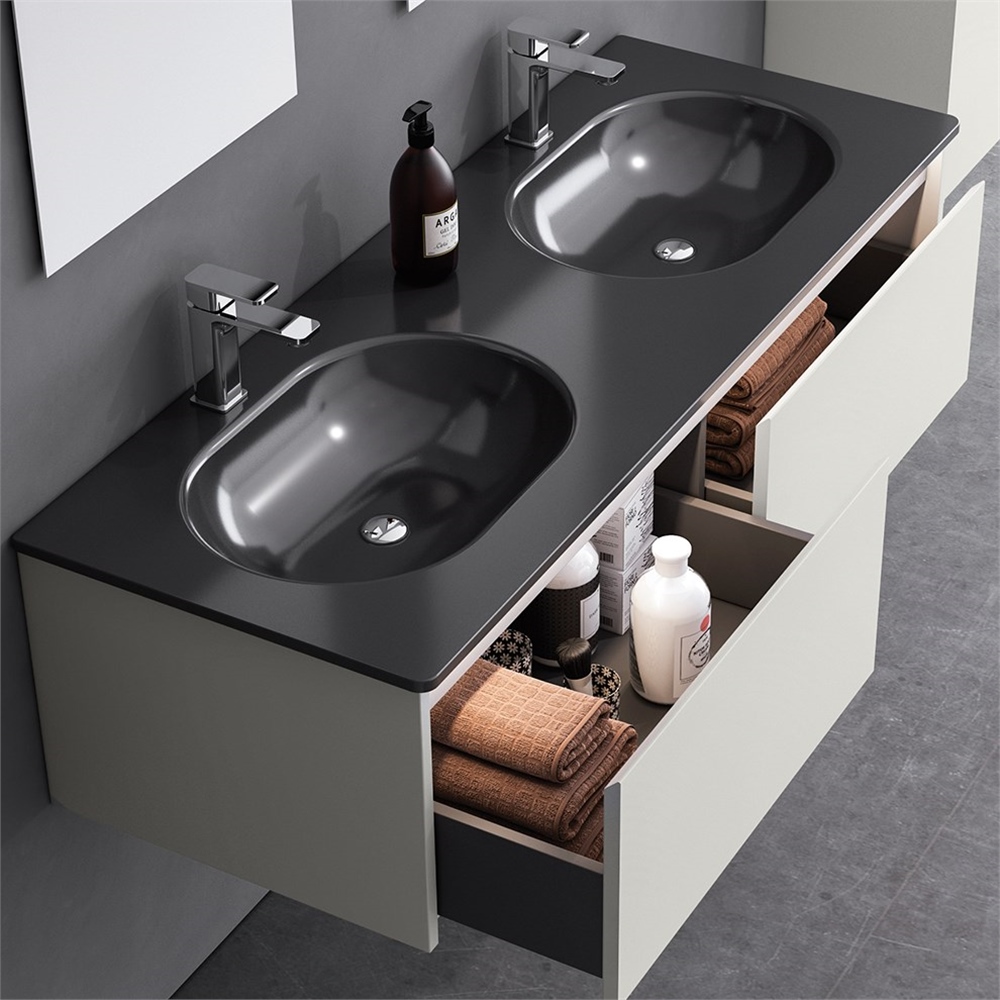 OrkaOrka Lisbon 132 cm Çift Gözlü Banyo Dolabı Alt Modülü