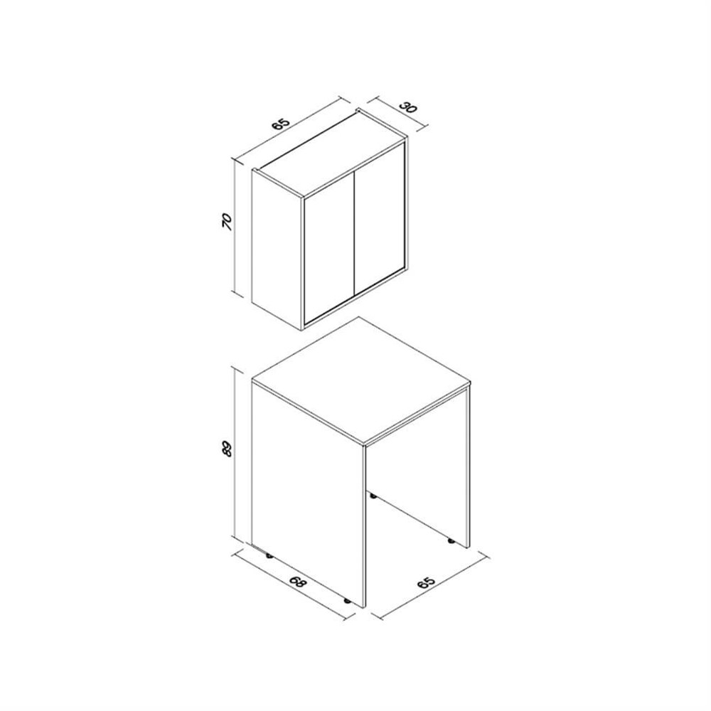 OrkaOrka Sedir 65 cm Çamaşır Makinesi Dolabı