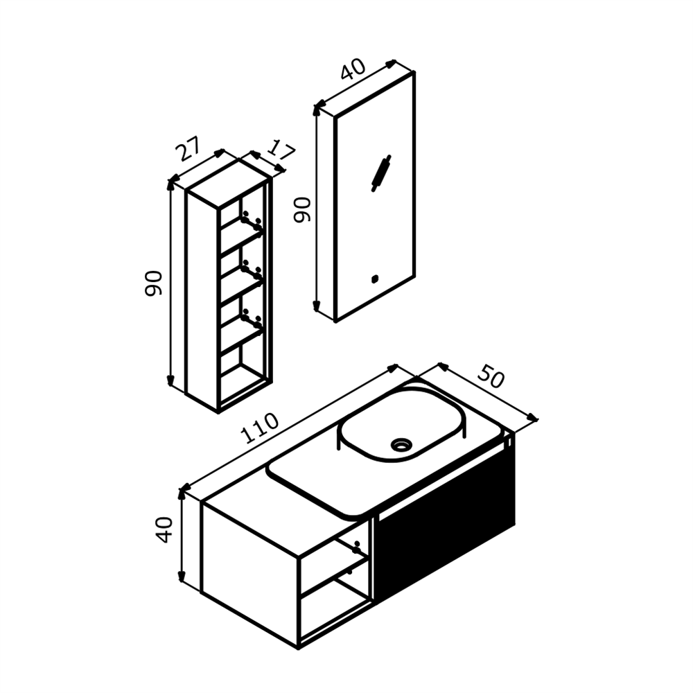 OrkaPacific 110 cm Banyo Dolabı