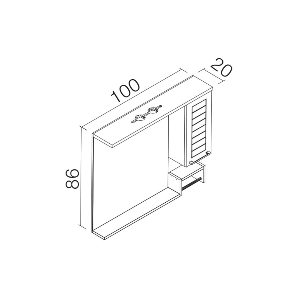 OrkaPerge 100 cm Dolaplı Ayna