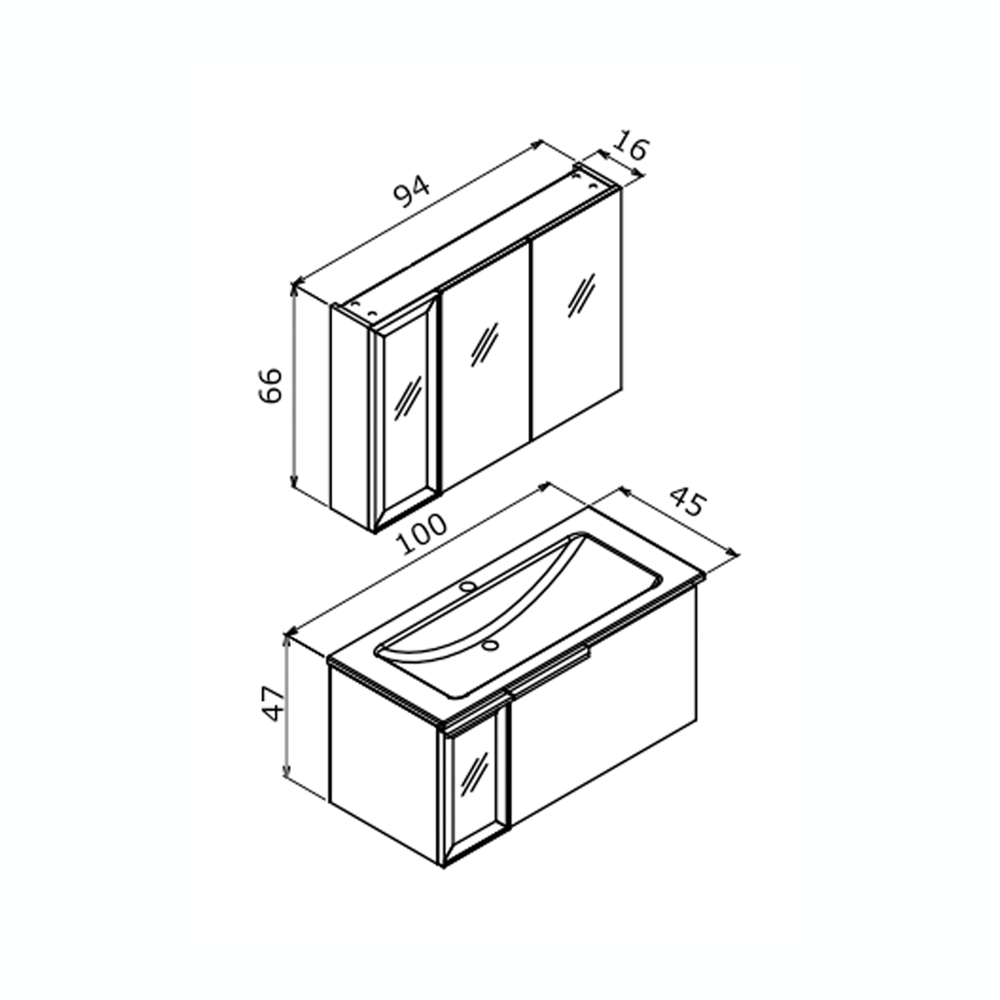 OrkaPure 100 cm Banyo Dolabı