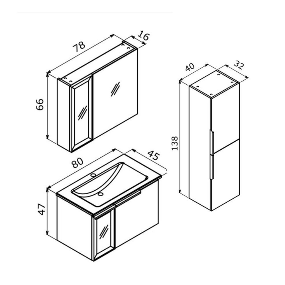 OrkaPure 80 cm Banyo Dolabı